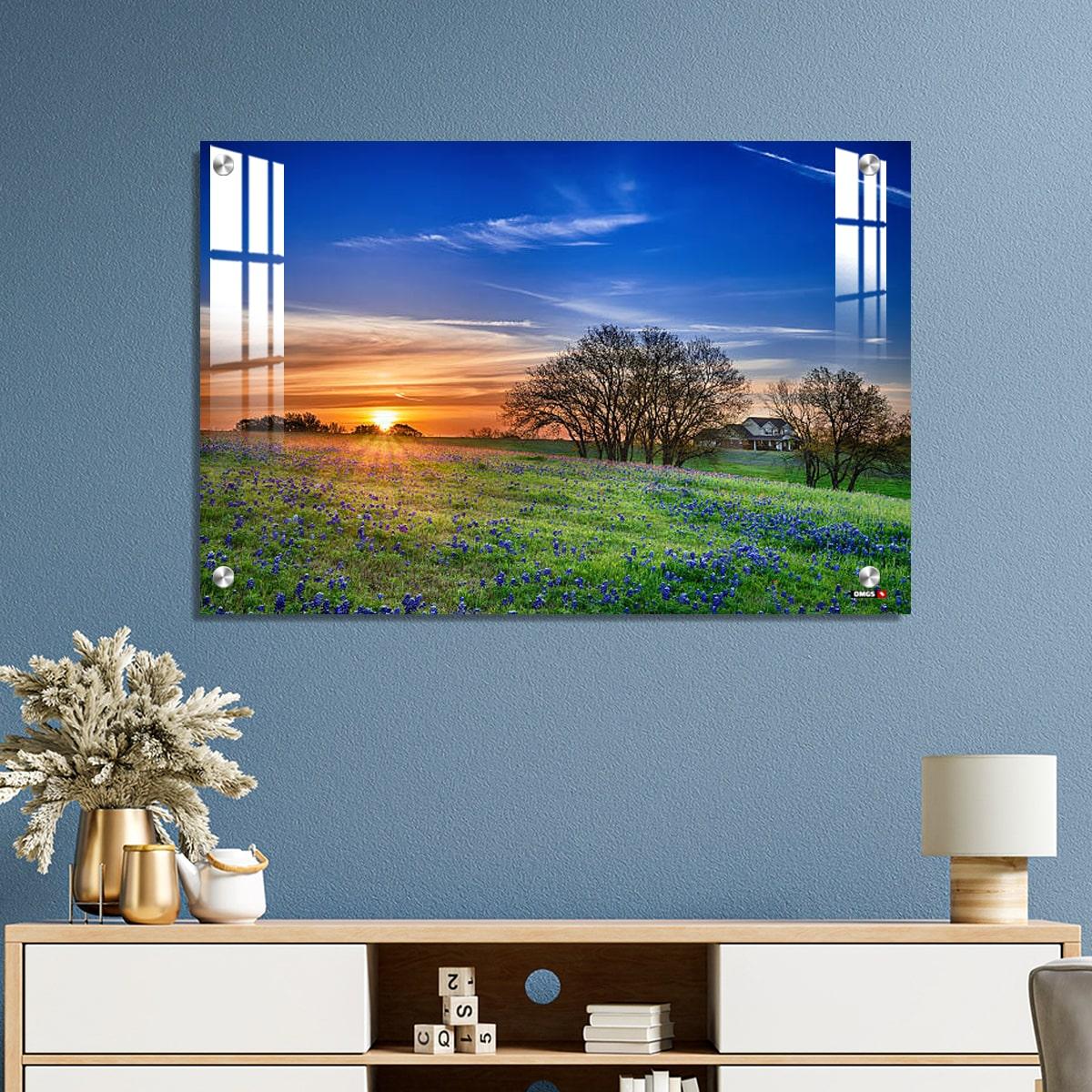 OMGs Acrylic Wall Decor - Texas Bluebonnet Field at Sunrise
