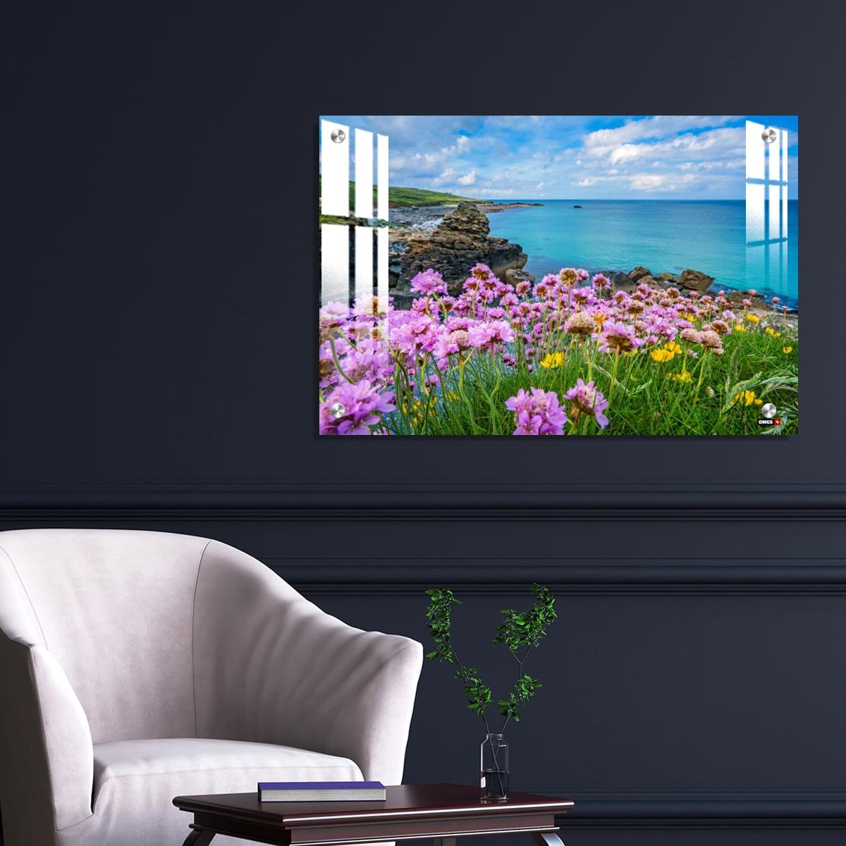 OMGs Acrylic Wall Decor - Pink Sea Thrift Flowers on The Sea Coast